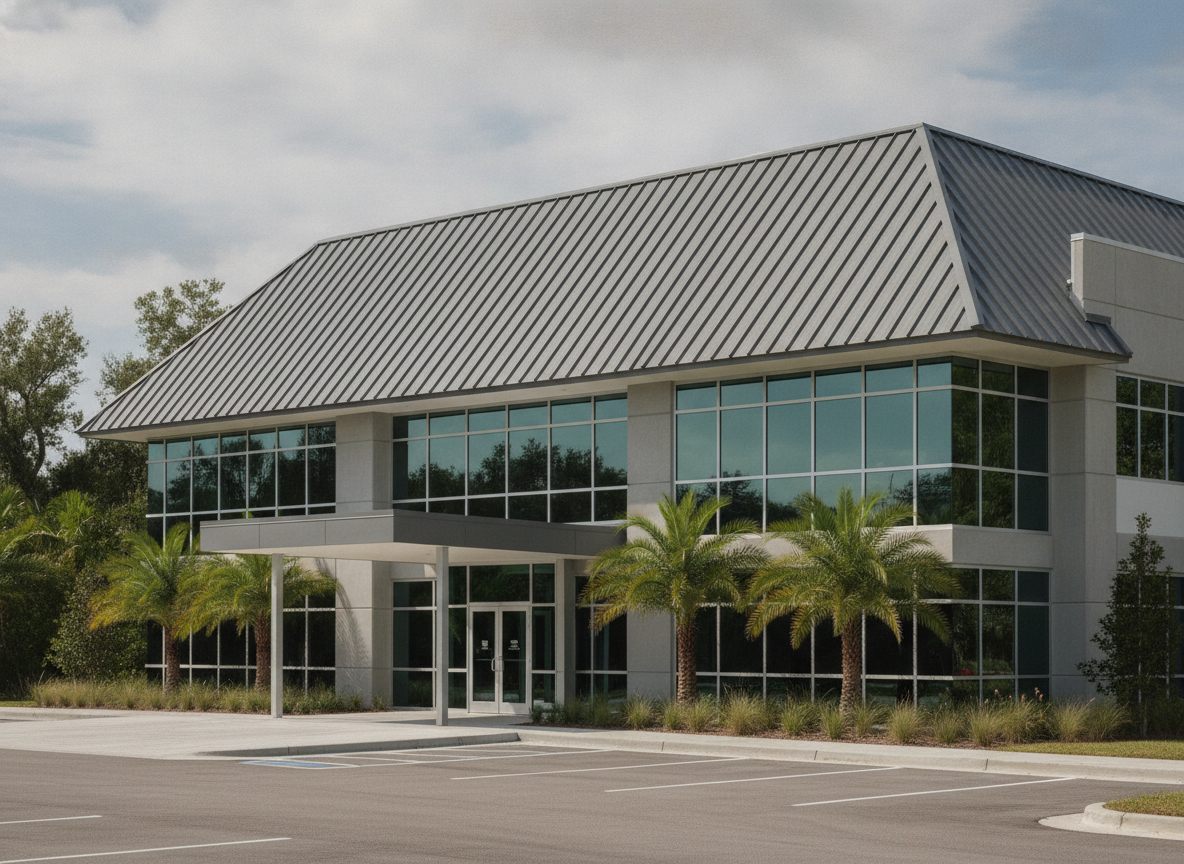 Standing seam metal roof, commercial building