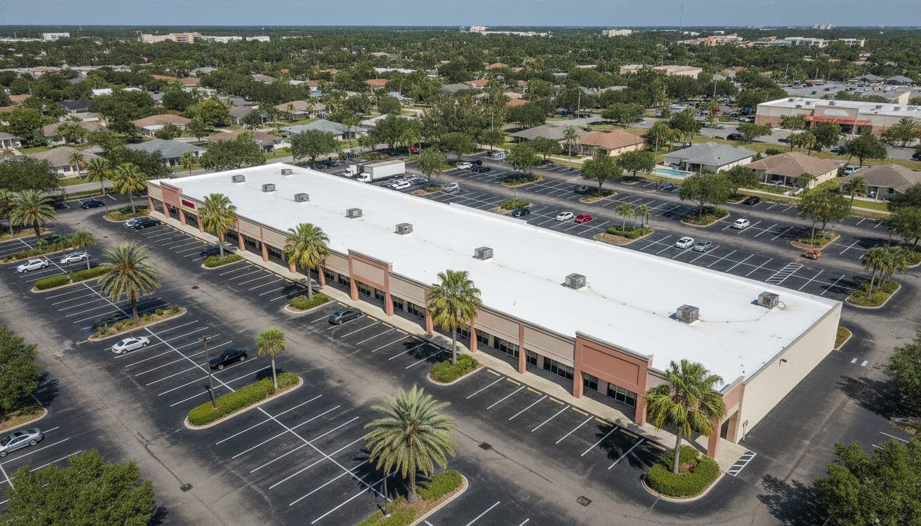 New TPO roof, retail strip center