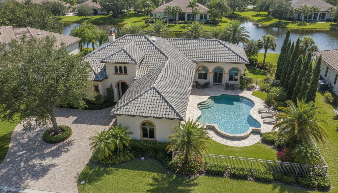 New tile roof, aerial view