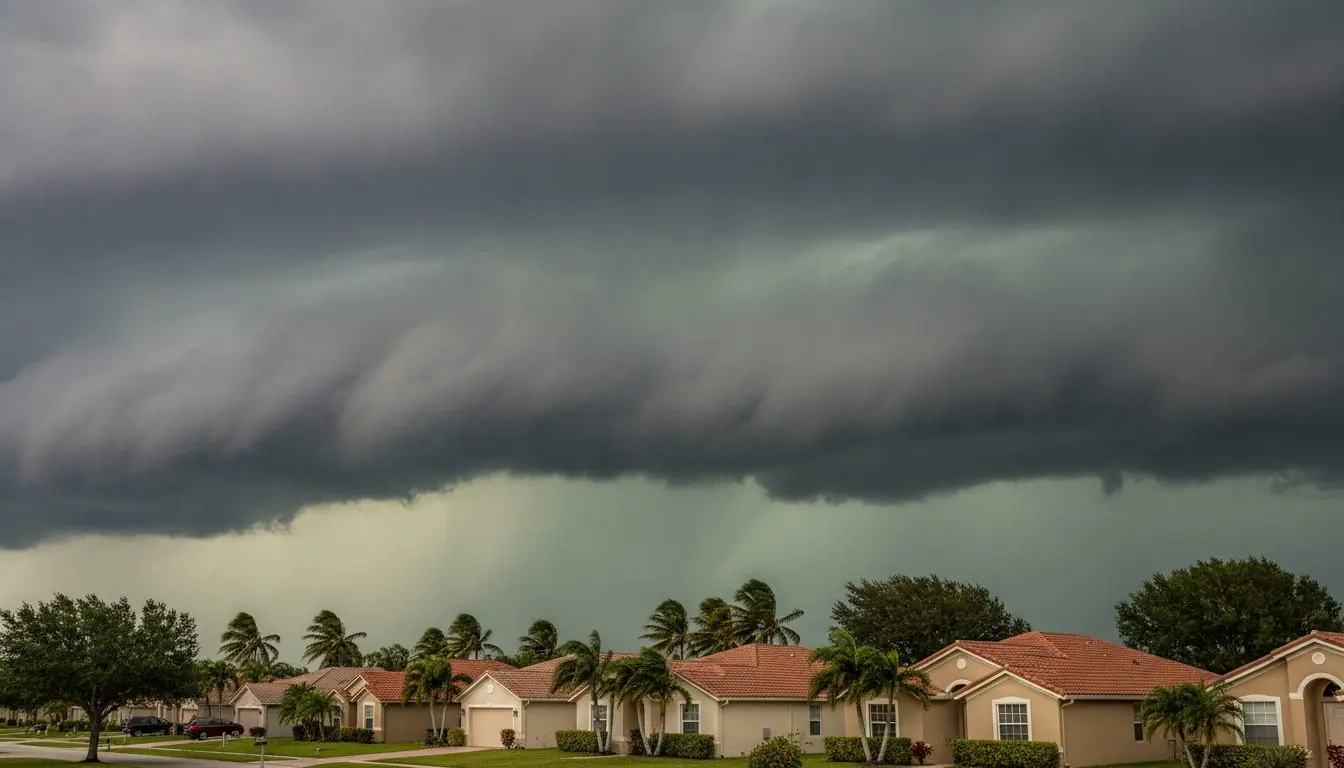 Storm sky over Florida rooftops