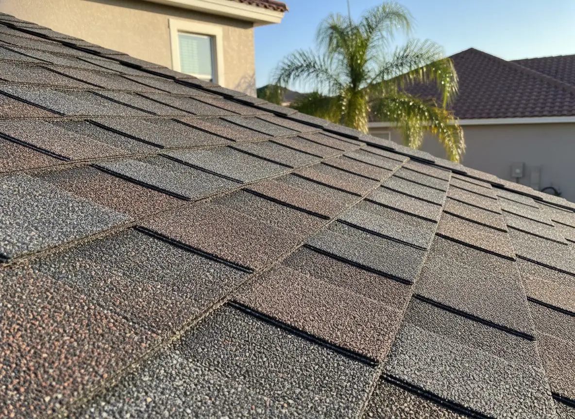 Close-up of architectural asphalt shingles